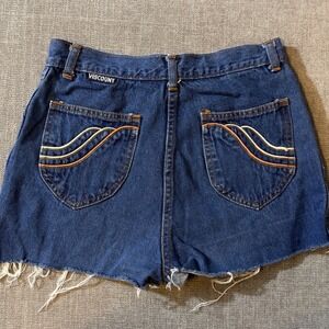 VISCOUNT Womens Denim Jean Shorts Distressed Frayed Cutoff Blue Size 27